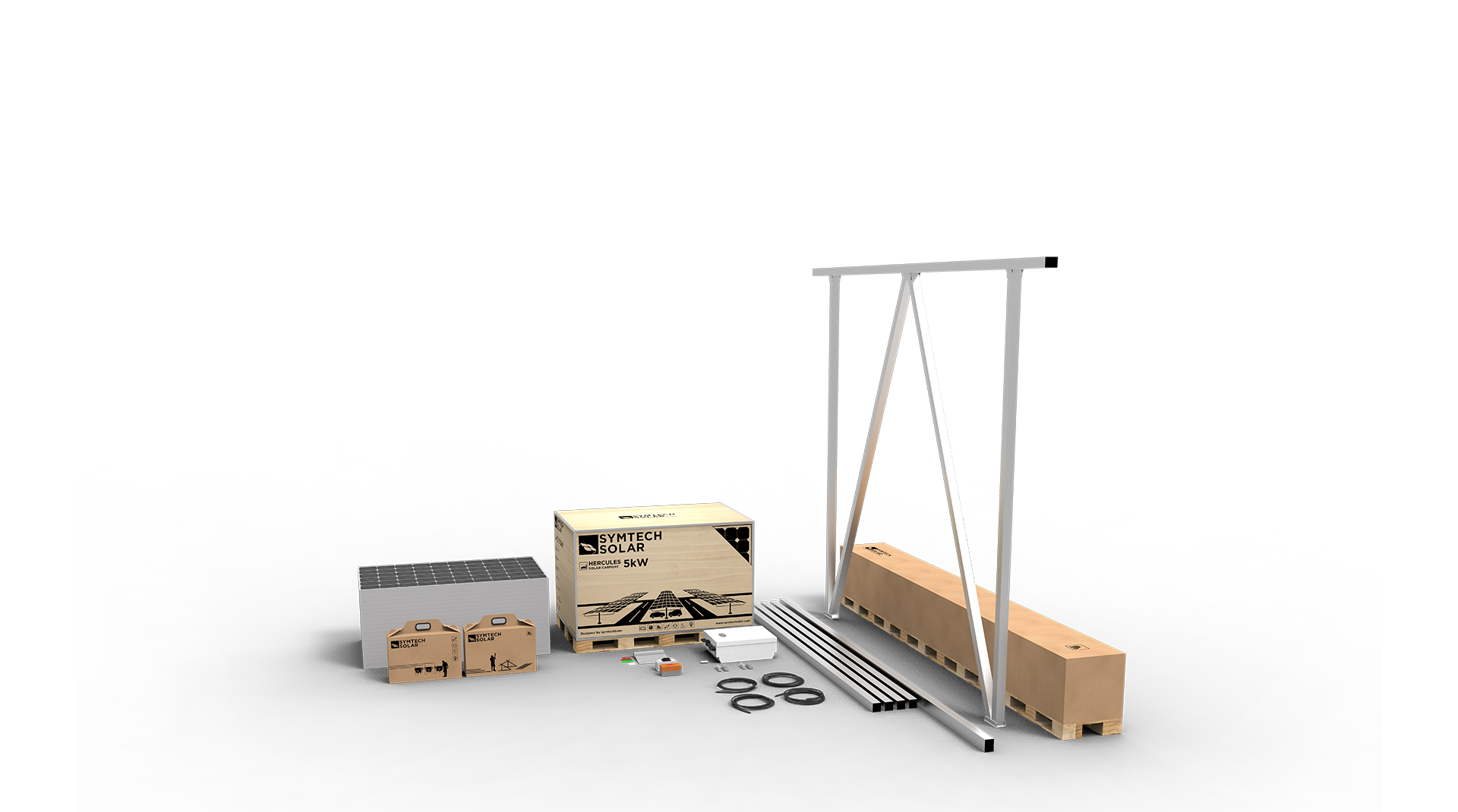 Hercules Solar Carport Kits Pre-Assembled Multi-Use PV Structure for Parking Areas with EV Charging Compatibility Symtech Solar