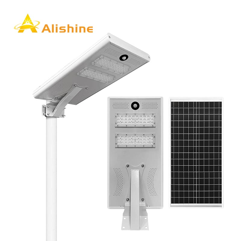 40W Solar Street Lights Integrated All-in-One IP65 Waterproof 12.8V 24AH LiFePO4 Battery with PIR Motion Sensor for Outdoor Road Lighting ALI