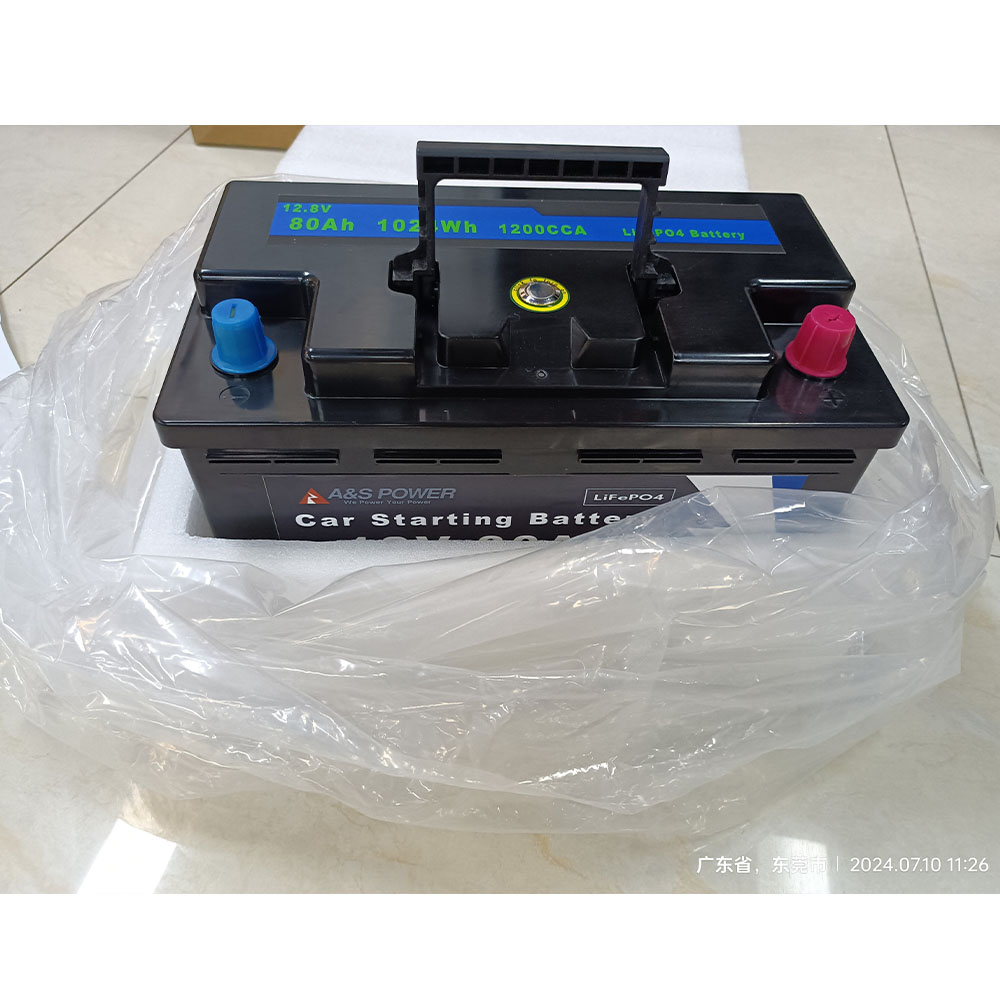 A&S 12.8V 80Ah LiFePO4 Car Starting Battery with Intelligent BMS for Automotive Applications