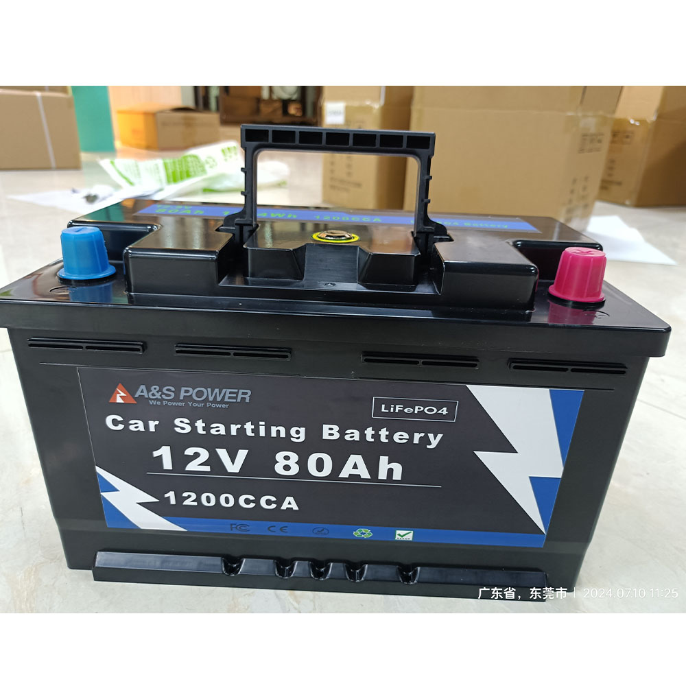 A&S 12.8V 80Ah LiFePO4 Car Starting Battery with Intelligent BMS for Automotive Applications