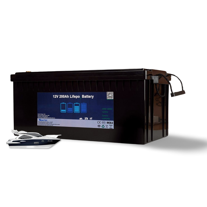 12V 200AH Marine LiFePO4 Battery with Built-in BMS and Bluetooth Connectivity for E-Mobility and Renewable Energy Systems SmarTEC