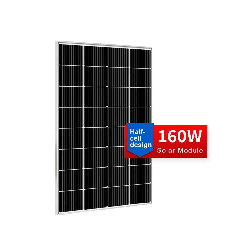 160W Monocrystalline Black Solar Panel High Efficiency Photovoltaic Module for Residential Roof Solar Power Systems