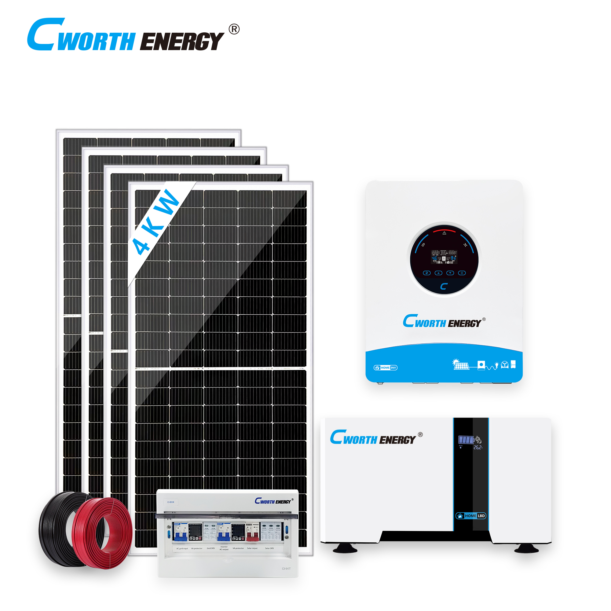 4KW Solar Energy System 4KVA LBD-24200C 5KWH Off-Grid Inverter 24V 230V 50Hz 4*400W Solar Panels for Residential Industrial Use