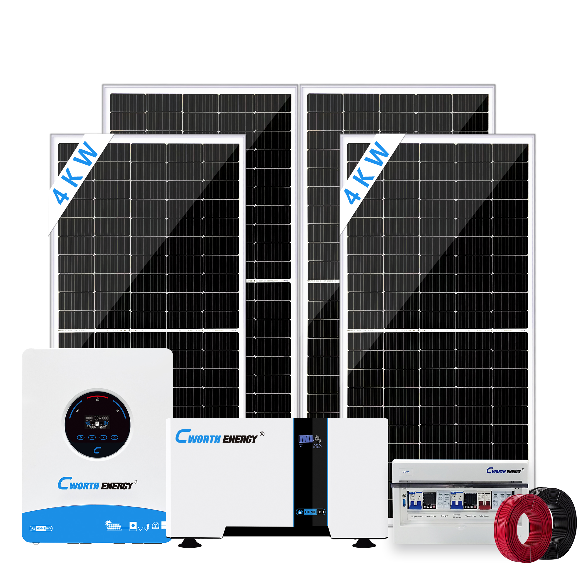 4KW Solar Energy System 4KVA LBD-24200C 5KWH Off-Grid Inverter 24V 230V 50Hz 4*400W Solar Panels for Residential Industrial Use