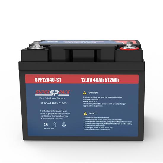 12.8V40Ah Lithium Iron Phosphate Battery 512Wh High Cycle Life for Solar Storage, RVs, Marine Trolling Motors Superpack
