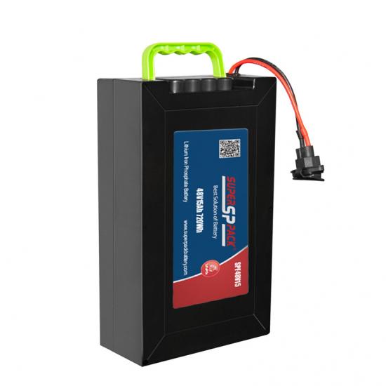 48V15Ah Lithium Battery Pack 720Wh LiFePO4 2000+ Cycles for Electric Motorcycles & Tricycles Superpack