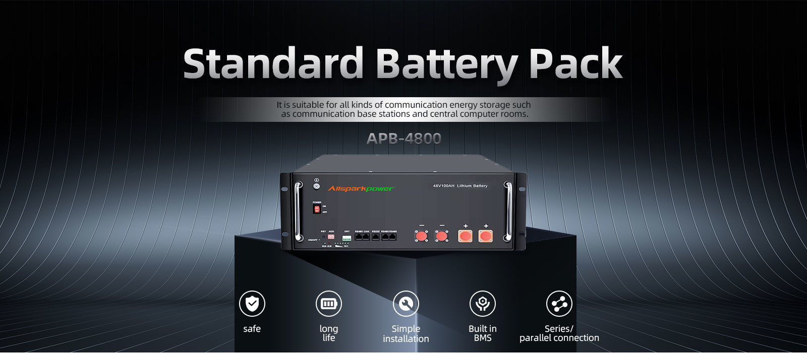 Battery Pack for Home Solar System LiFePO4 4000+ Cycles Built-in BMS Off-grid Energy Storage