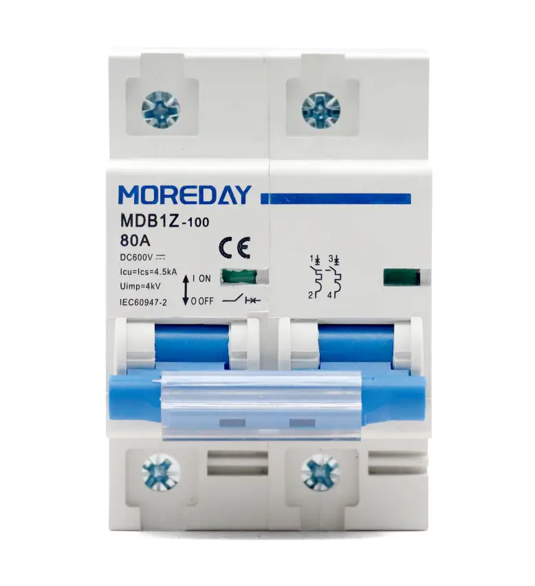 DC Mini Circuit Breaker 1000V 100A IEC Thermal Magnetic Trip B/C for Solar PV and Energy Storage Systems
