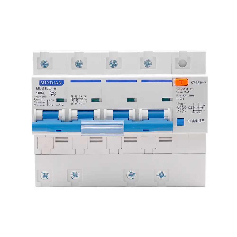 AC RCBO Breaker 125A 6kA High Current Protection for Industrial & Commercial Energy Systems MOREDAY