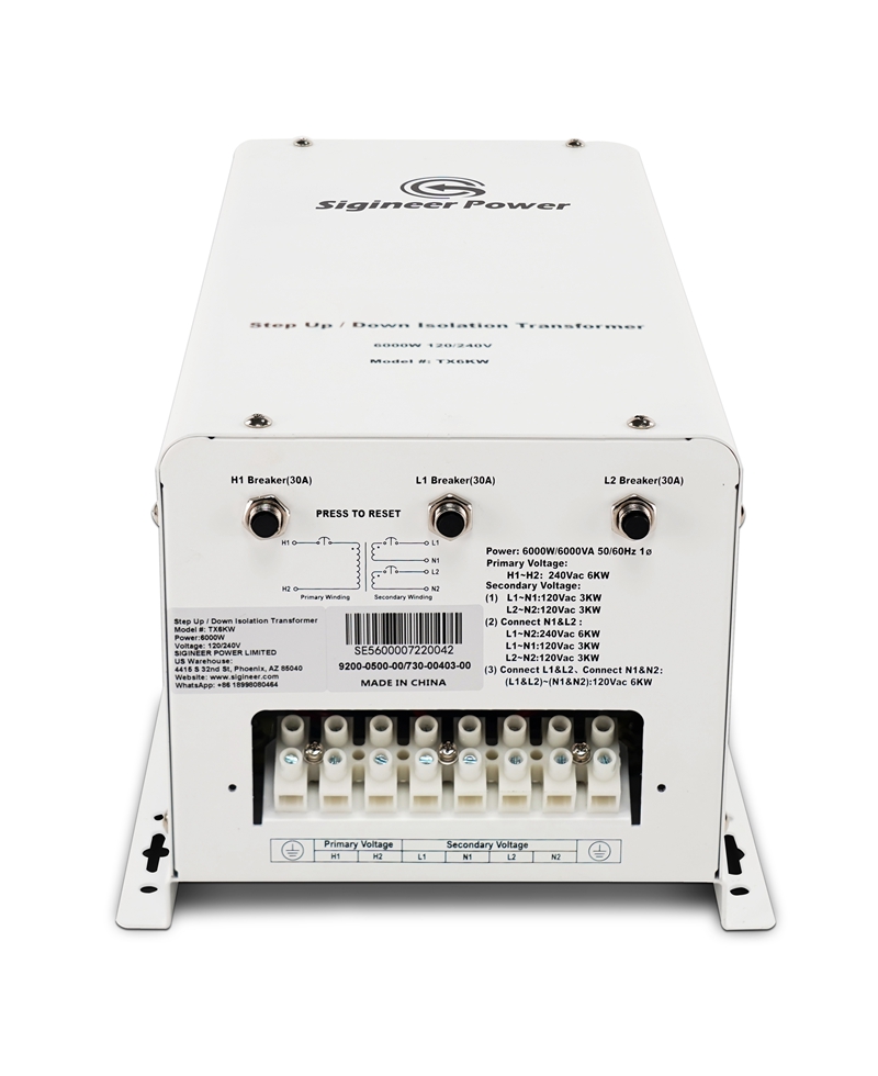 6000W 120V 240V Step Up Down Transformer Voltage Converter Heavy-Duty Isolation for Industrial & Renewable Energy Systems Sigineer