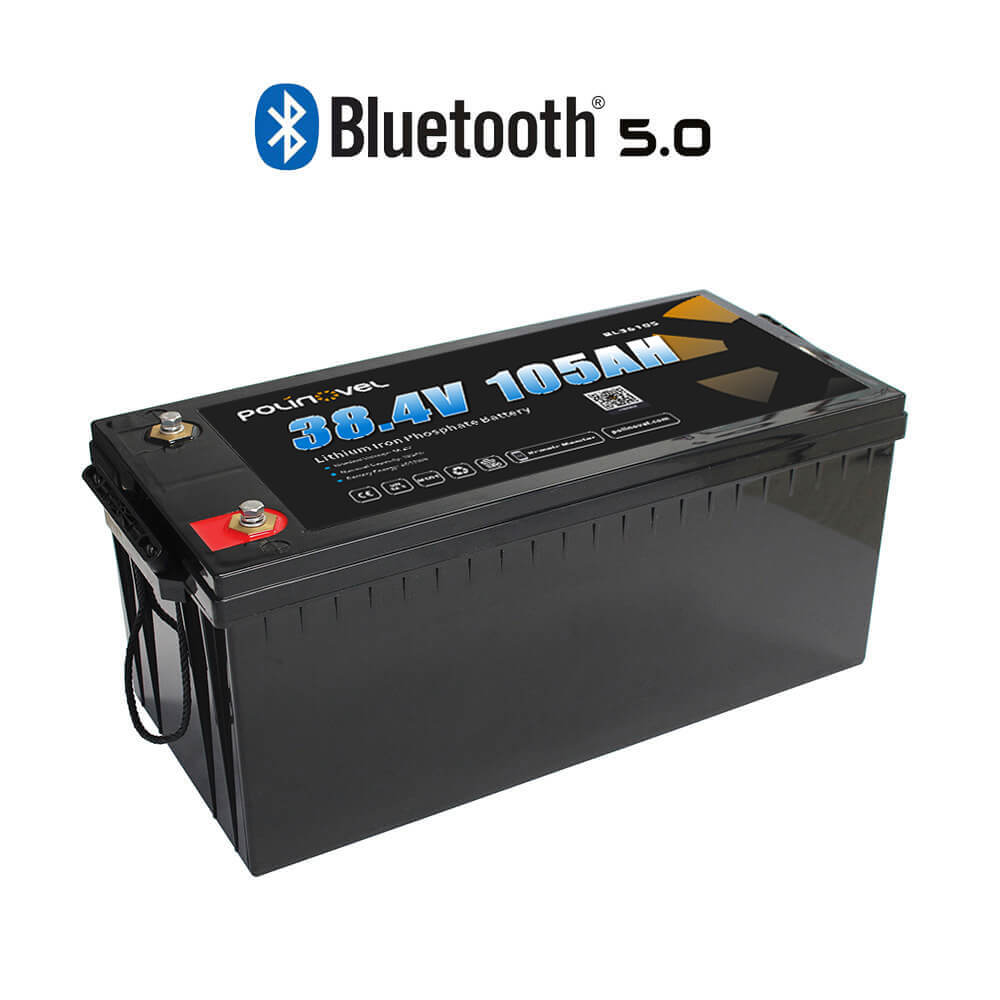 36V 105Ah LiFePO4 Bluetooth Battery Smart BMS with Remote Monitoring for RVs, Marine Boats Polinovel