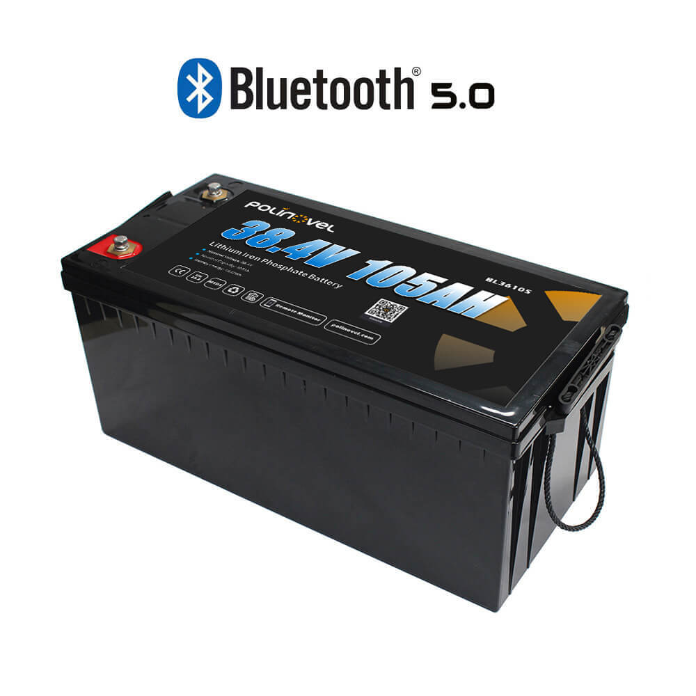 36V 105Ah LiFePO4 Bluetooth Battery Smart BMS with Remote Monitoring for RVs, Marine Boats Polinovel