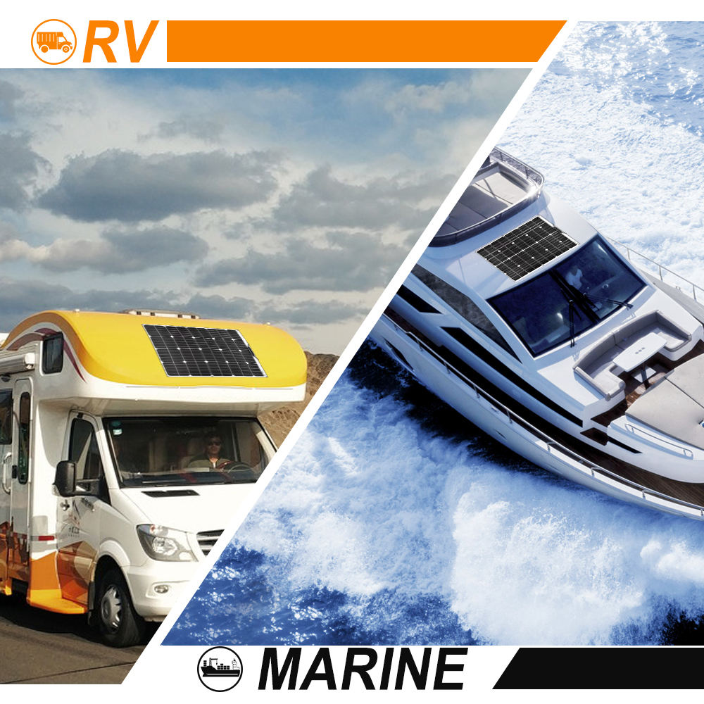18V 100W Monocrystalline Flexible Solar Panel Ultra-light Waterproof 3mm Thin for RVs Boats Yachts Golf Carts Xinpuguang