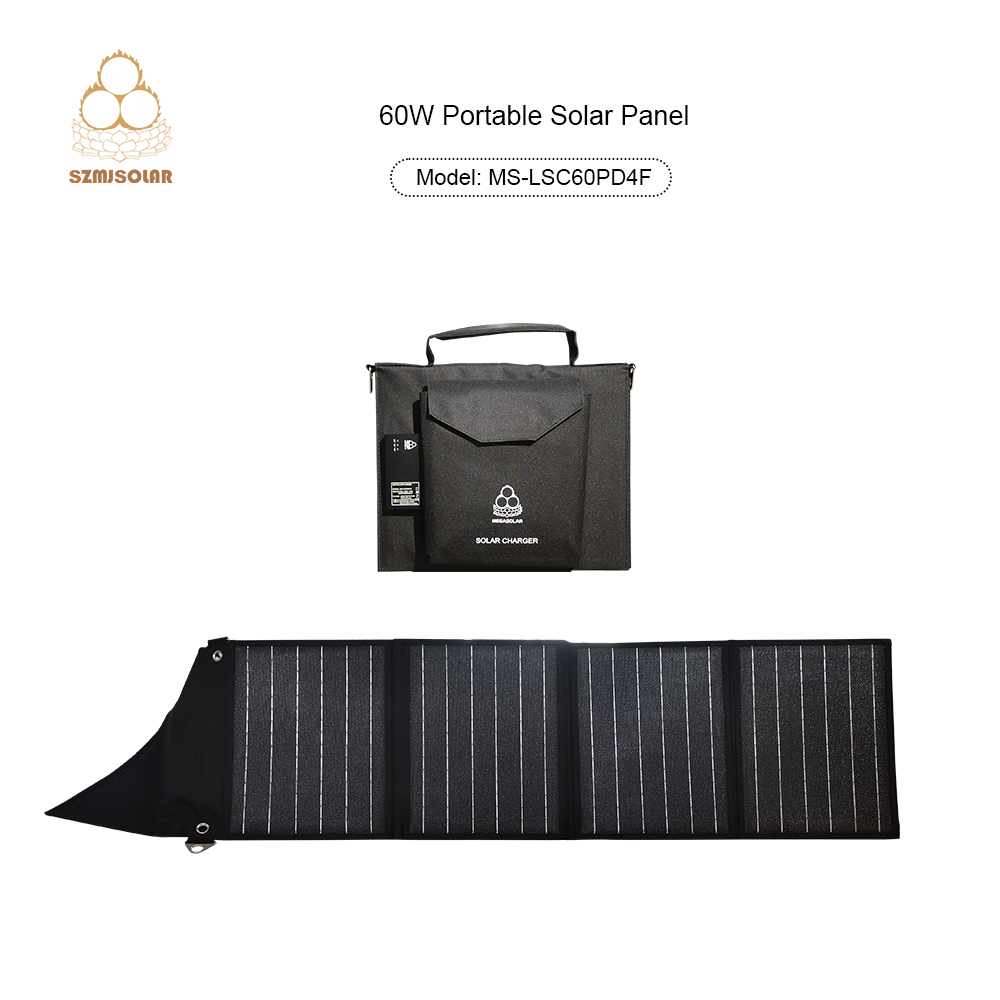 60W Mono Foldable Solar Panel High-Efficiency Portable for Outdoor Camping RVs and Off-Grid Power