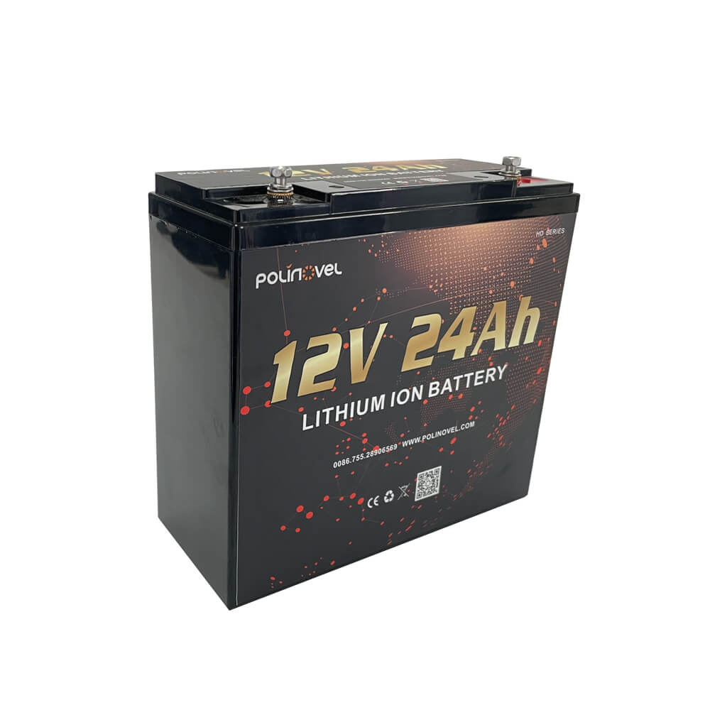 12V Small Lithium Battery 24Ah LiFePO4 High Cycle Life for Wheelchair and Deep Cycle Applications Polinovel