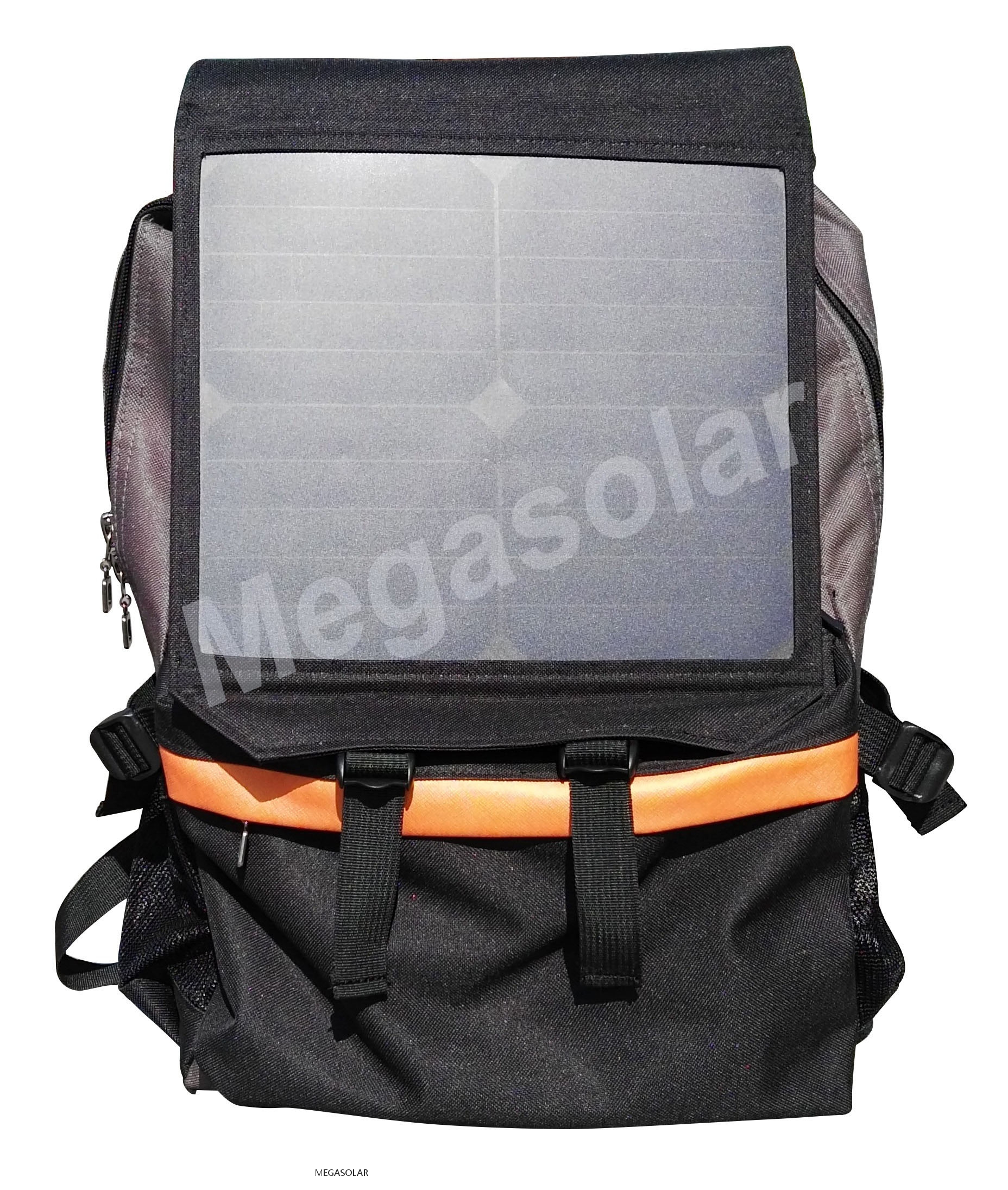 Solar Backpack 10W Sunpower Solar Panel Outdoor Charging Black MS-SBP010