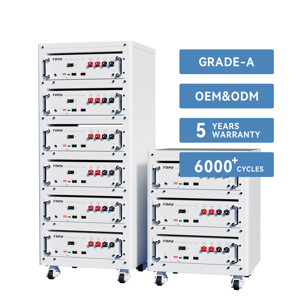 Stackable Rack Energy Storage System 3U LiFePO4 5-40kwh Rack-Mounted for Solar Homes TOPA