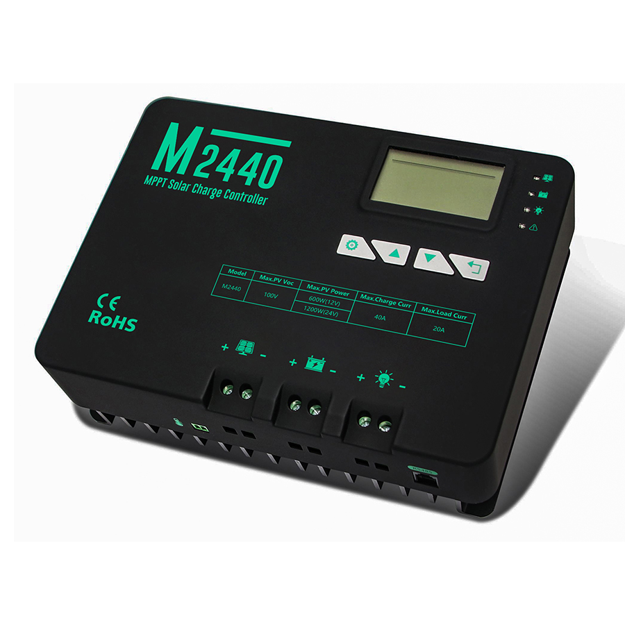 40A MPPT Solar Charge Controller 100V Input 12V/24V Output for Off-Grid Solar Systems