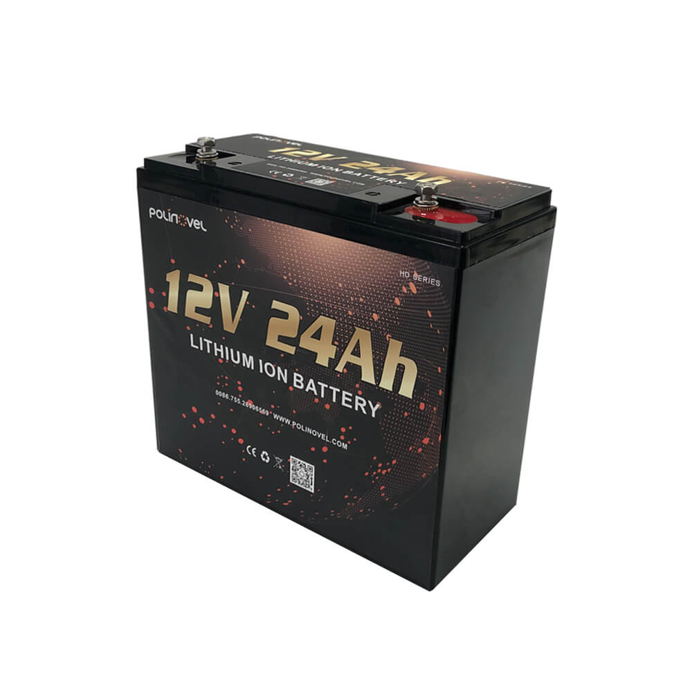 12V Small Lithium Battery 24Ah LiFePO4 High Cycle Life for Wheelchair and Deep Cycle Applications Polinovel