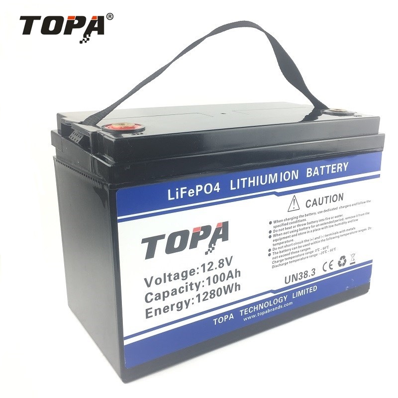 Customized 12.8V 100Ah LiFePo4 Battery Pack High-Cycle Life for Solar Storage, UPS, Golf Cart Backup Power TOPA
