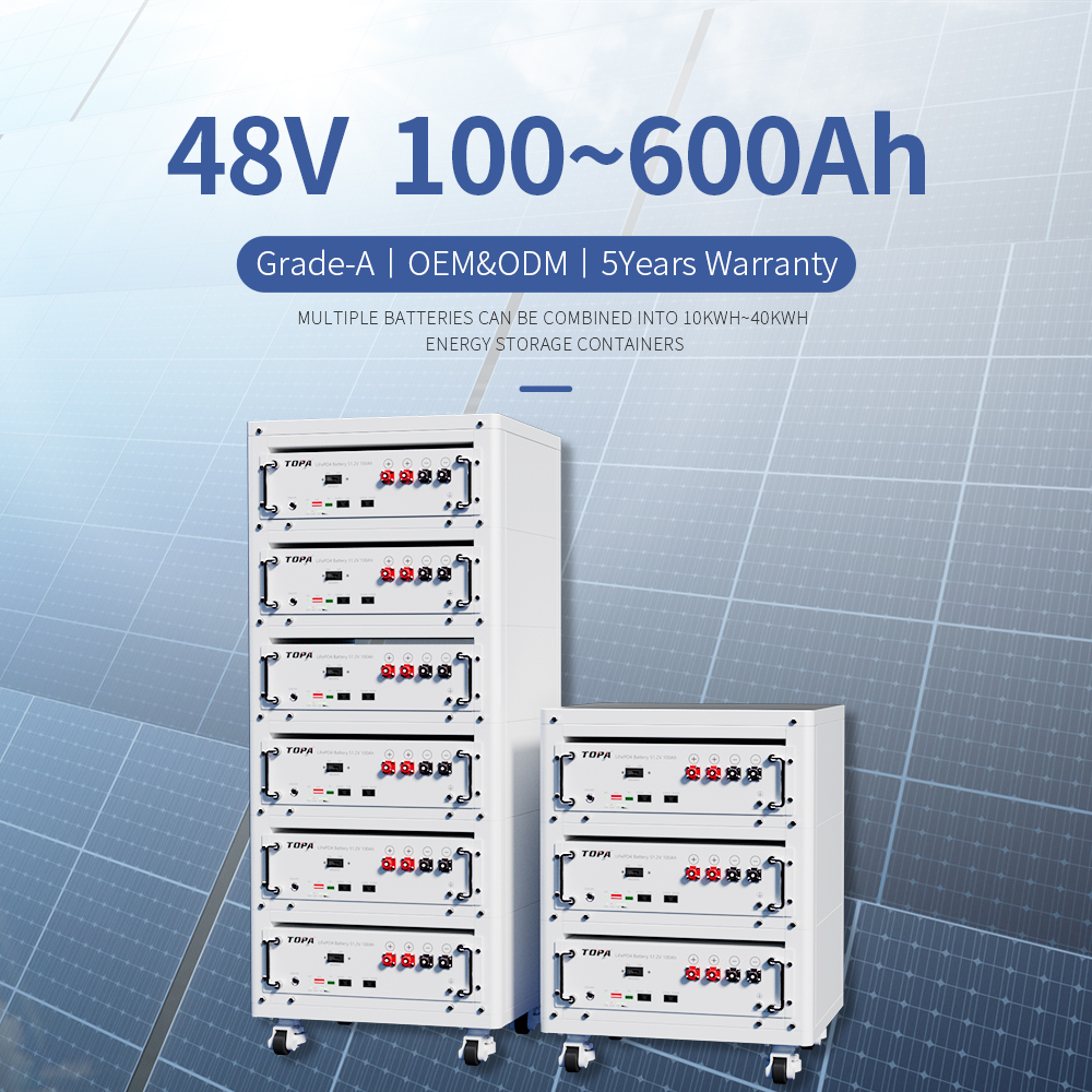 Stackable Rack Energy Storage System 3U LiFePO4 5-40kwh Rack-Mounted for Solar Homes TOPA