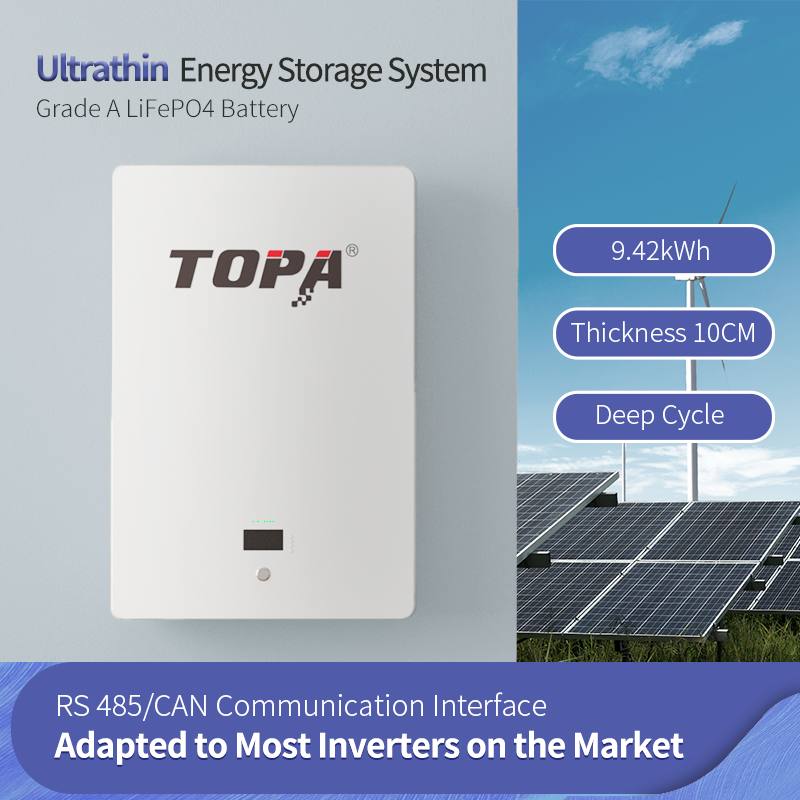 9.42KWh Ultra-thin Home Energy Storage Battery LiFePo4 4000+ Cycles for Residential Solar Storage