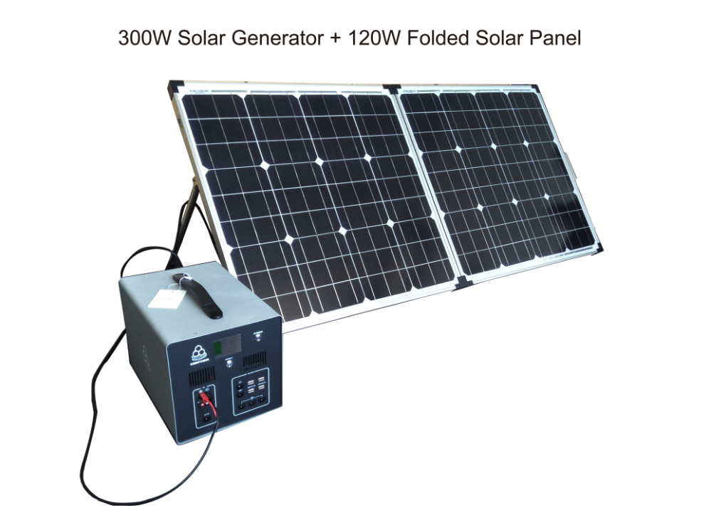 Outdoor Charging & Storage Solution 22 300W Solar Generator with 100W 120W Foldable Panels for Home, Commercial and Military Use