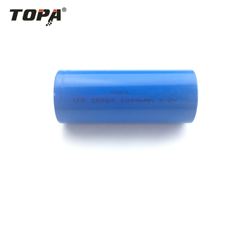 26650 Rechargeable Battery Cell 3000mAh 3.2V LiFePO4 High Capacity Long Life Cycle for Power Tools and Electric Vehicles TOPA