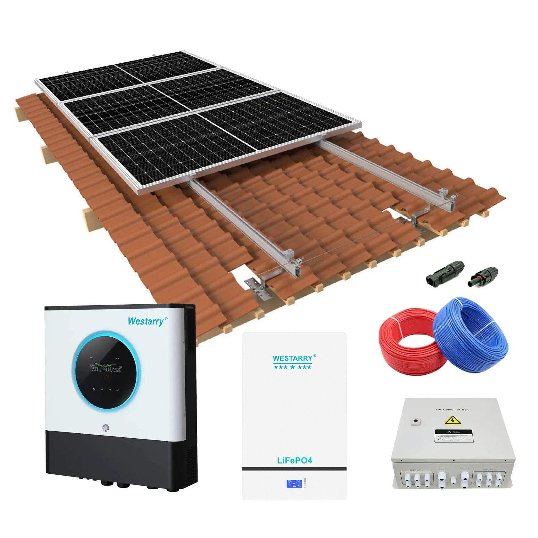 8KW Off-Grid Solar System 8000W Hybrid Inverter with MPPT & Powerwall Battery for Home and Commercial Use Westarry