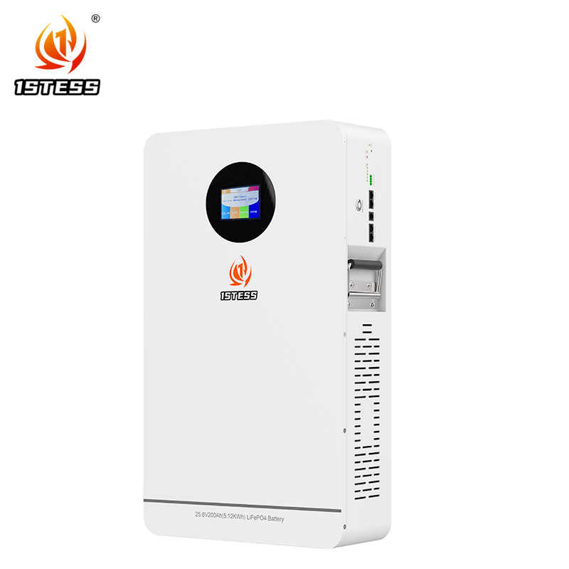 LiFePO4 Lithium Battery 25.6V 200Ah 5.12kWh Wall-Mounted Solar Energy Storage for Home Powerwall