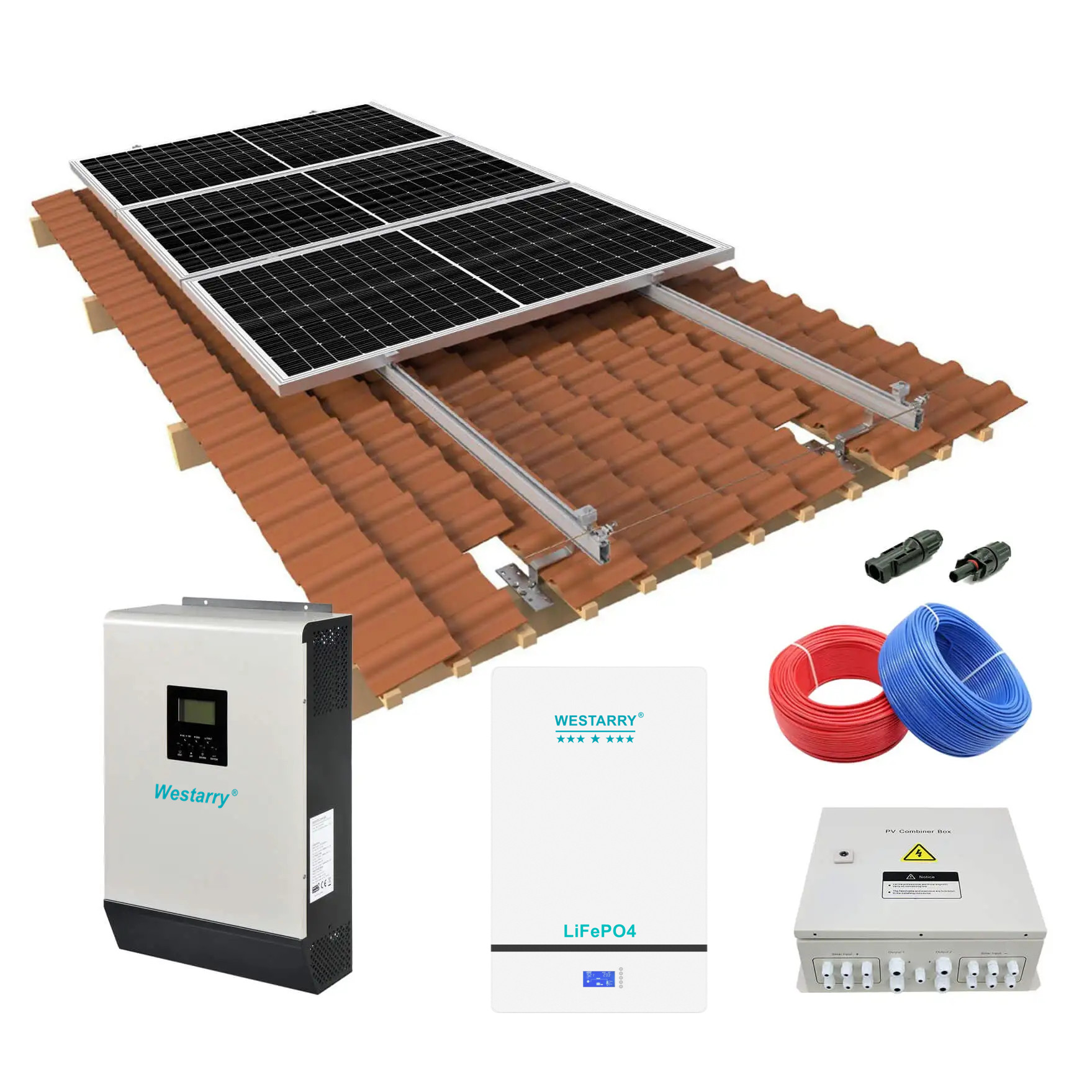 Westarry 30KW Off-Grid Solar System 450W Panels Hybrid Inverter Home Use for Residential and Commercial