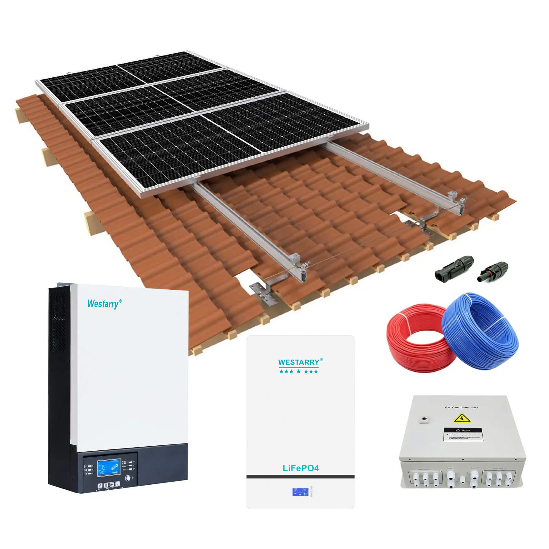 5kw off grid solar power panel system kit 5000W Max Power EU US Standard for Home Use Westarry