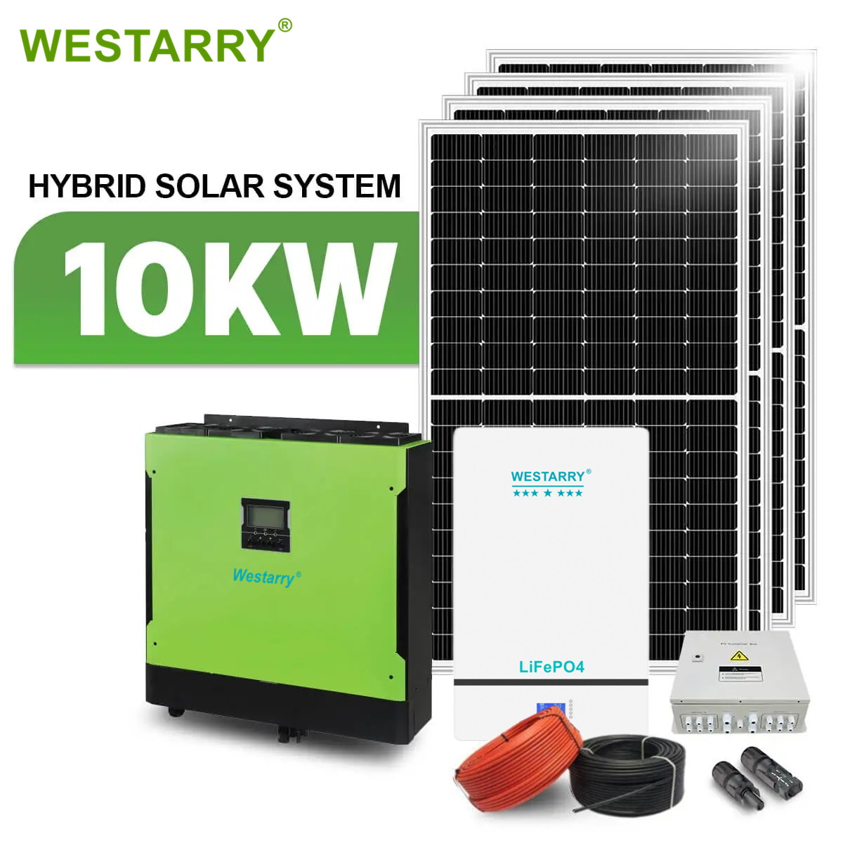 10kw Solar Power System Hybrid Off-Grid On-Grid 10000W Output for Home Agriculture Industry Westarry