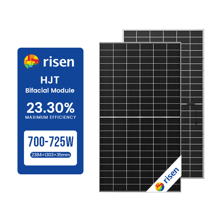 Risen N-type HJT Solar Panels 700W-725W Ultra-High Bifacial Factor for Commercial and Utility-Scale Projects