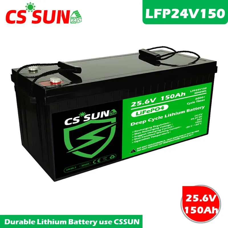 LFP24V150 25.6V 150Ah Lithium Battery Deep Cycle LiFePO4 High Cycle Life for Off-Grid Solar and Wind Energy Storage