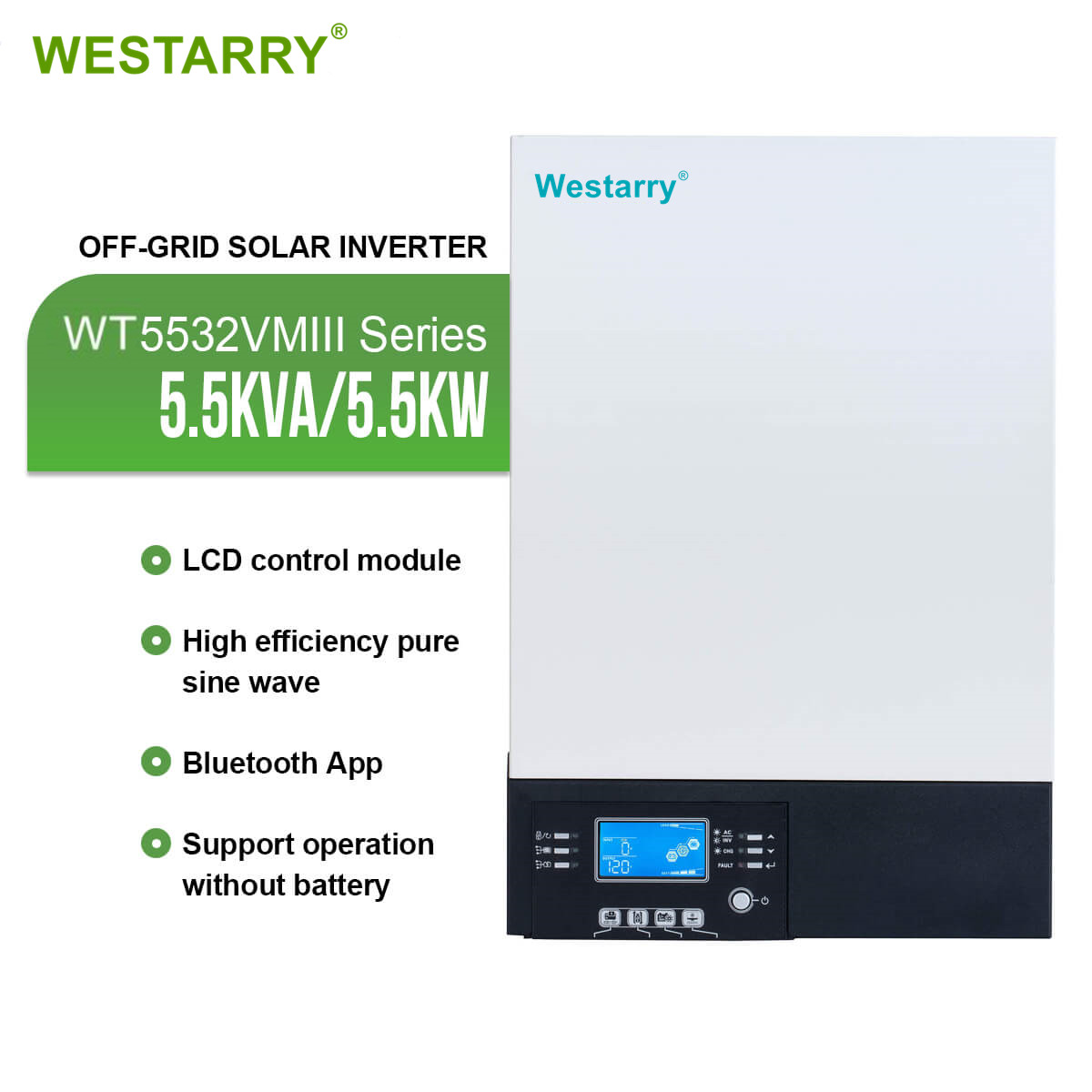 5.5kw Off Grid Solar Power Inverter 5500VA/5500W Pure Sine Wave MPPT Charger for Home Backup Westarry