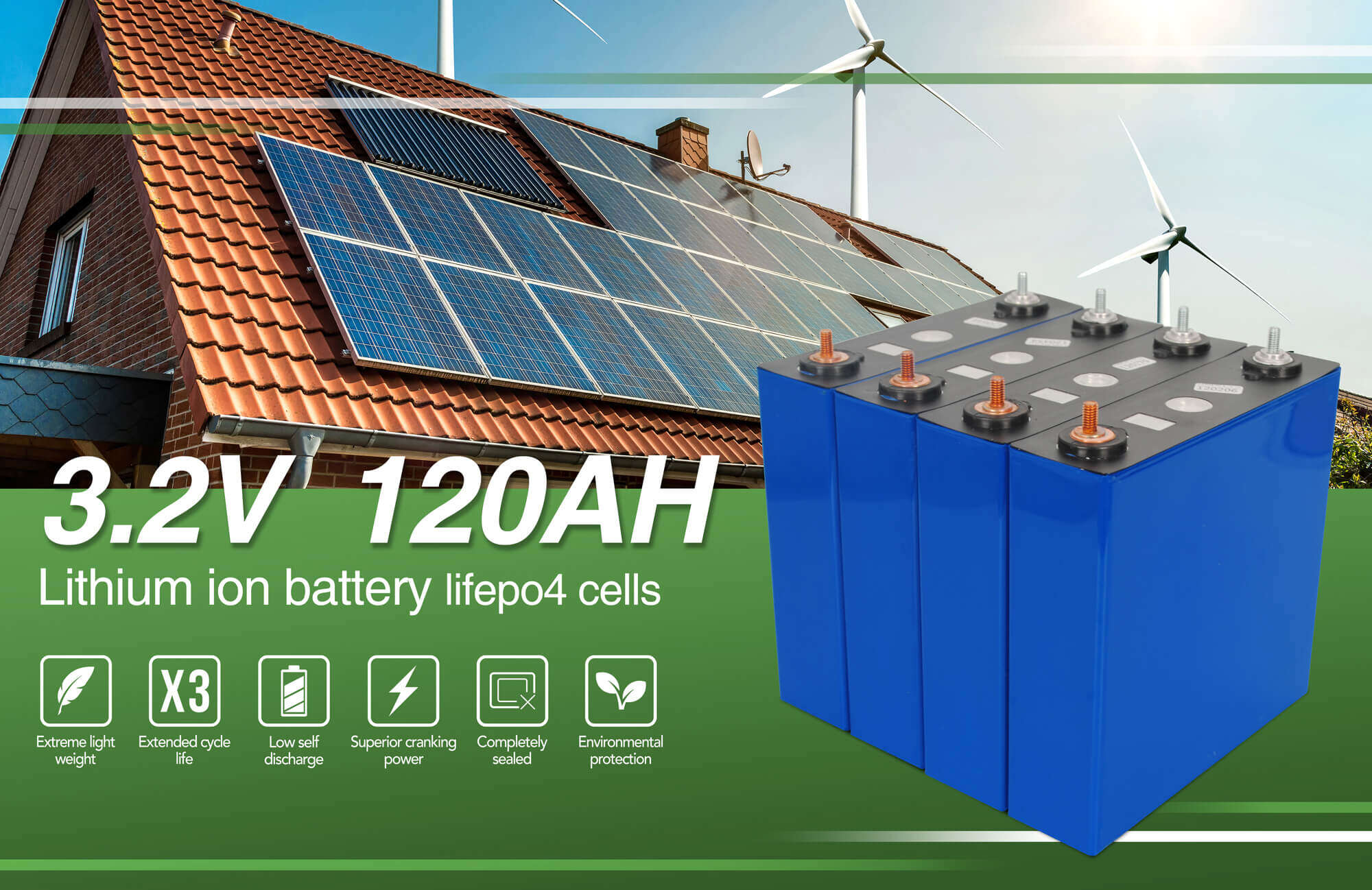 120ah 3.2v Lifepo4 Battery Cell High Capacity Long Life for Solar Storage and EV Applications
