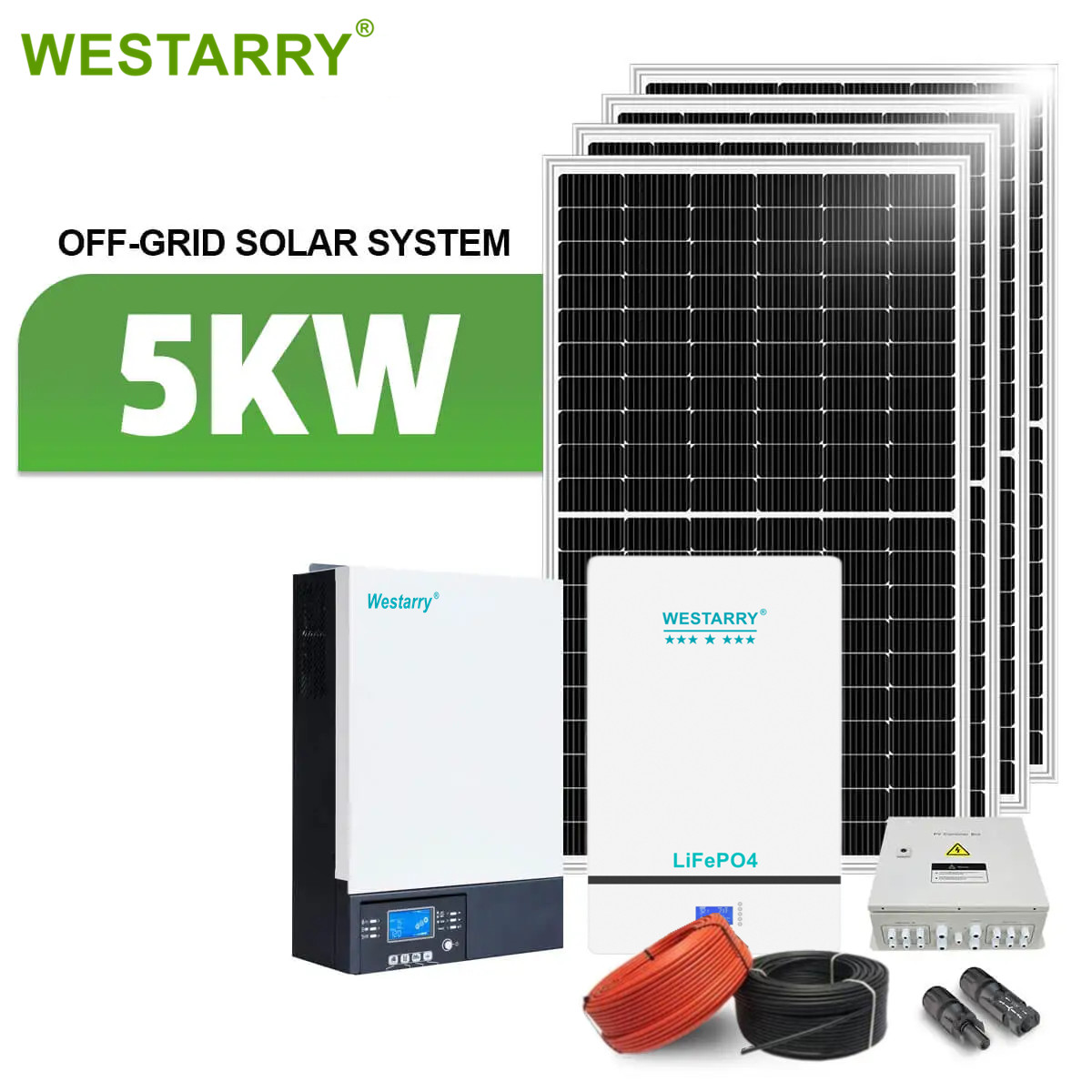 5kw off grid solar power panel system kit 5000W Max Power EU US Standard for Home Use Westarry
