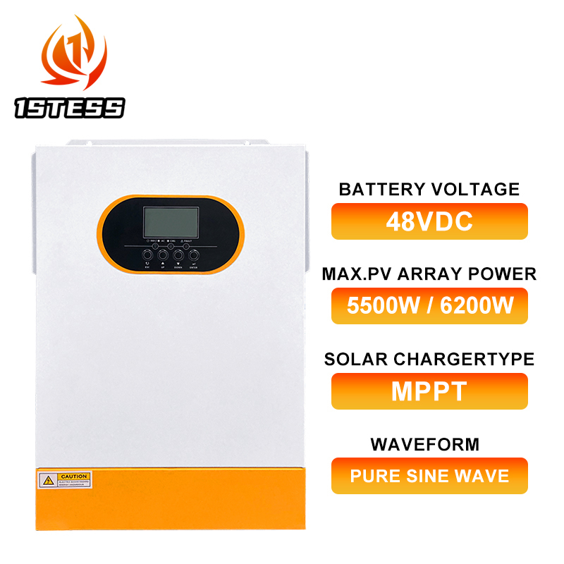6.2kw 5.5KW 48V Pure Sine Wave Hybrid Solar Inverter MPPT Lithium Battery Compatible Off-Grid Home Backup Power