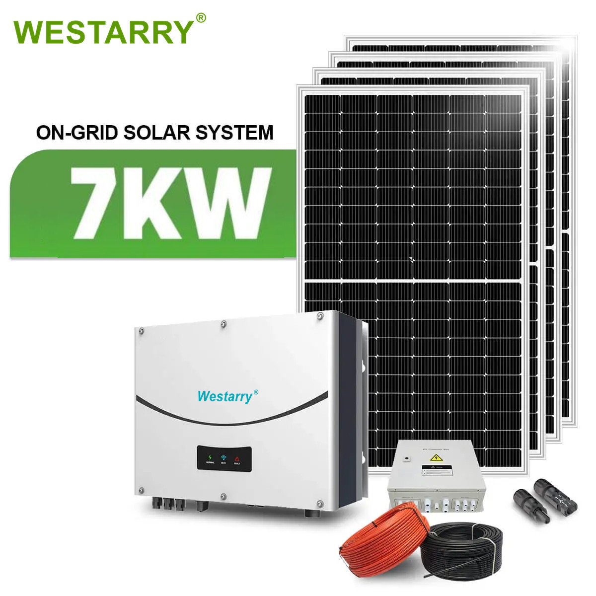 7KW Solar Energy Power Station On Grid Tie PV Panel System 7000W Output EU US Standard for Industrial Commercial Residential Use Westarry