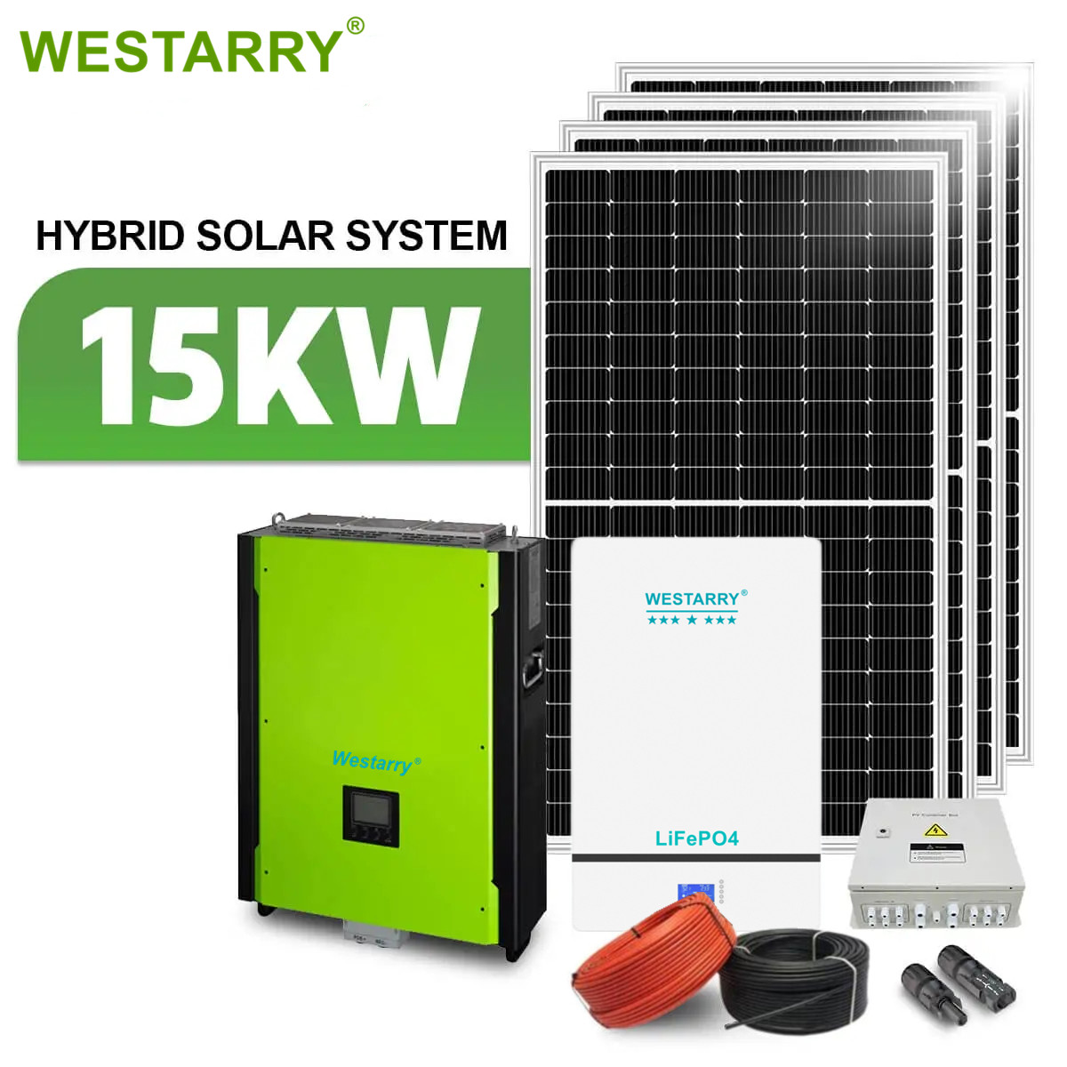 15kw Off Grid Hybrid Solar Panel Power System 15000W Hybrid Inverter with Powerwall for Home Agriculture Industry Commerce Westarry