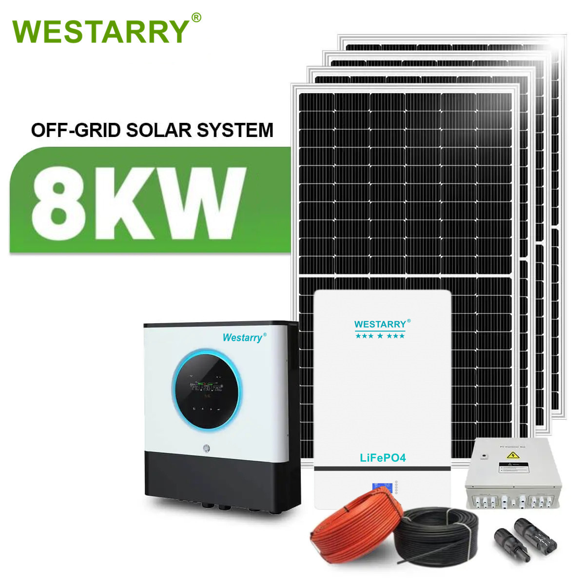 8KW Off-Grid Solar System 8000W Hybrid Inverter with MPPT & Powerwall Battery for Home and Commercial Use Westarry