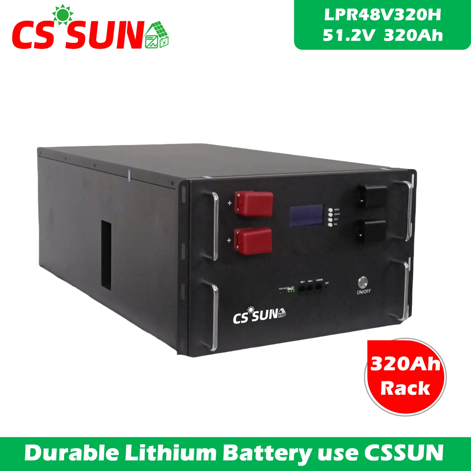 LPR48V320H 51.2V 320Ah LiFePO4 Battery Long Cycle Life 6000+ Cycles Solar Telecom UPS Rack Mount CSSUN