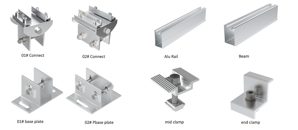 AG6 N Type Ground Mounting System Aluminum 6005-T5 5-40° Tilt for Slope Areas YANGLIN