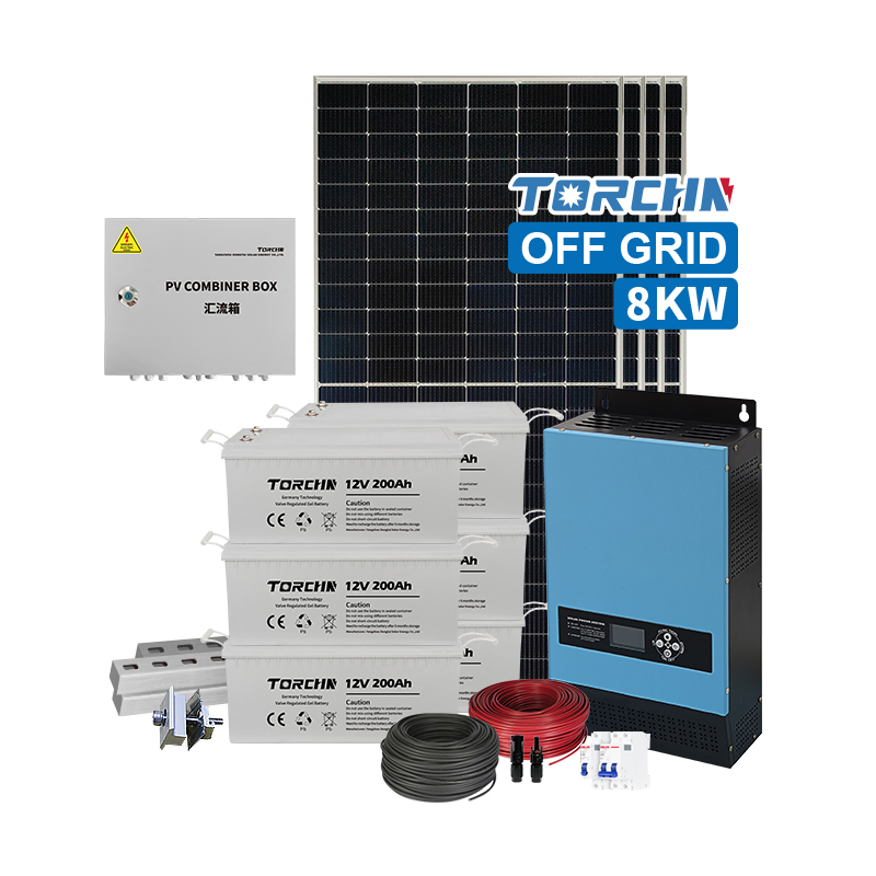 6KW 8KW Off Grid Solar Power System With Battery Monocrystalline Panels MPPT Controller Pure Sine Wave Inverter Home Energy Storage TORCHN