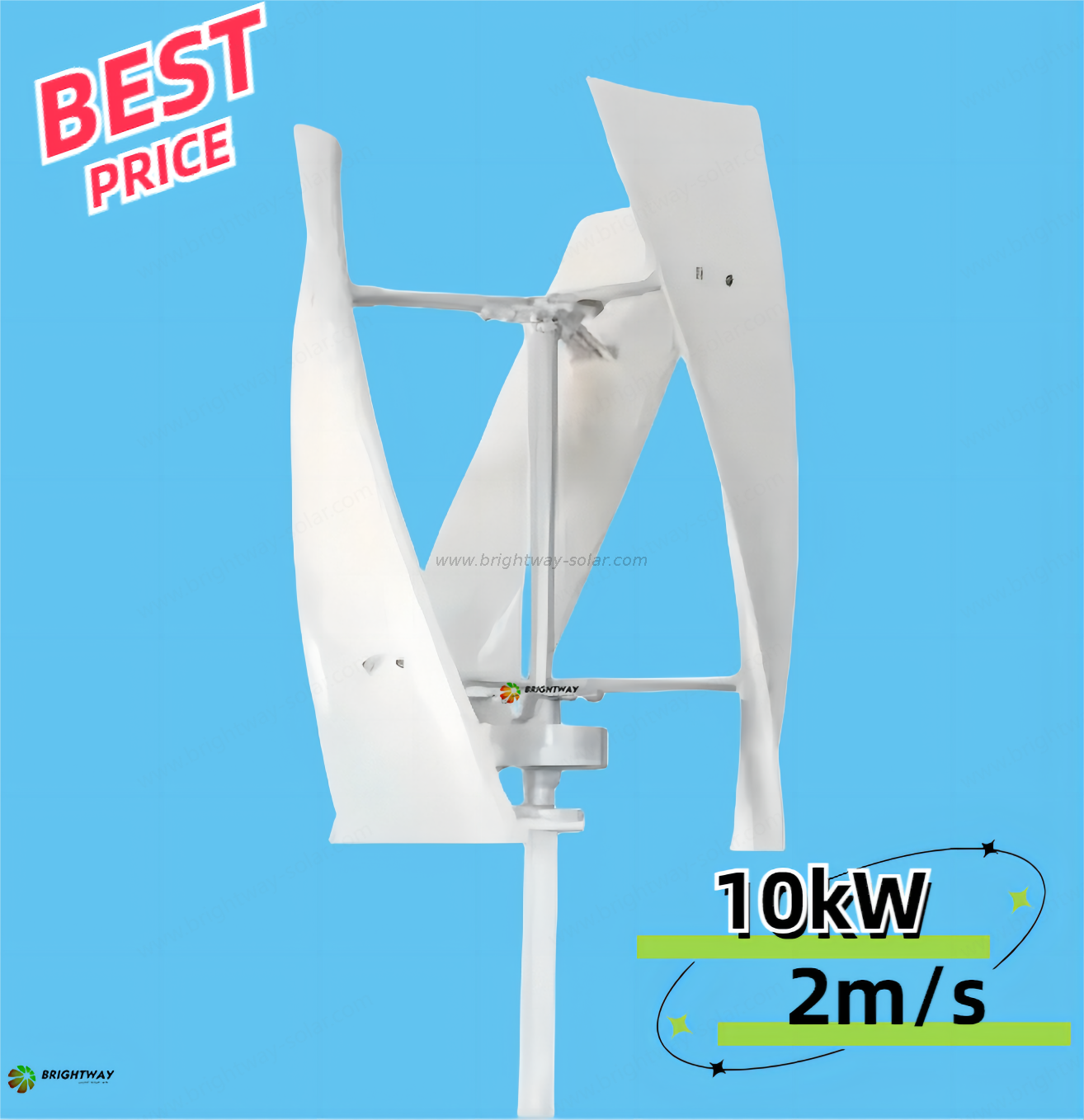 10kW Low Noise Vertical Windmill Generator Coreless Design for Residential and Commercial Power Supply Brightway