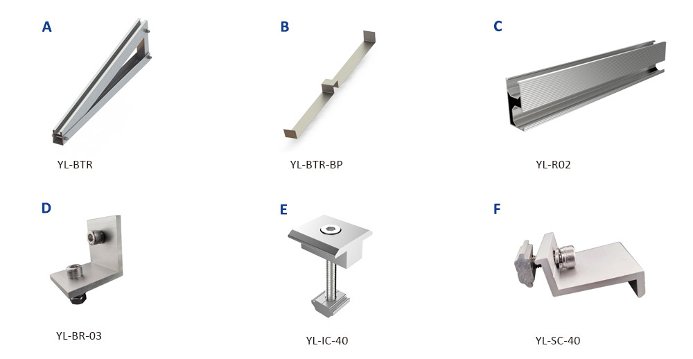 Flat Roof Ballasted Mounting System Aluminum 6005-T5 Corrosion Resistant for Solar Panels on Flat Concrete Roofs Yanglin