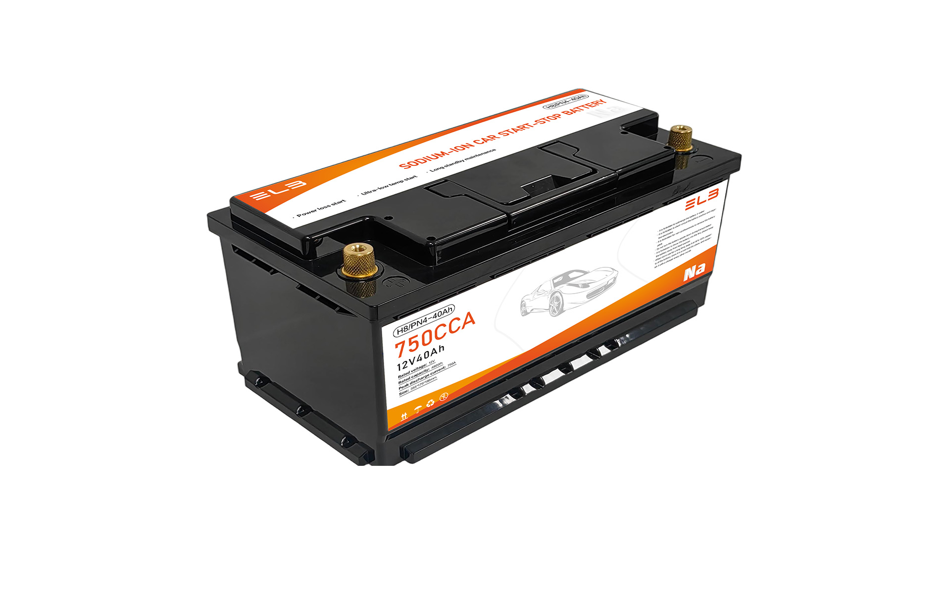12V 40Ah Sodium-ion Car Start-stop Battery High CCA 750A Cold Cranking Amps for Cars Trucks Vans ELB