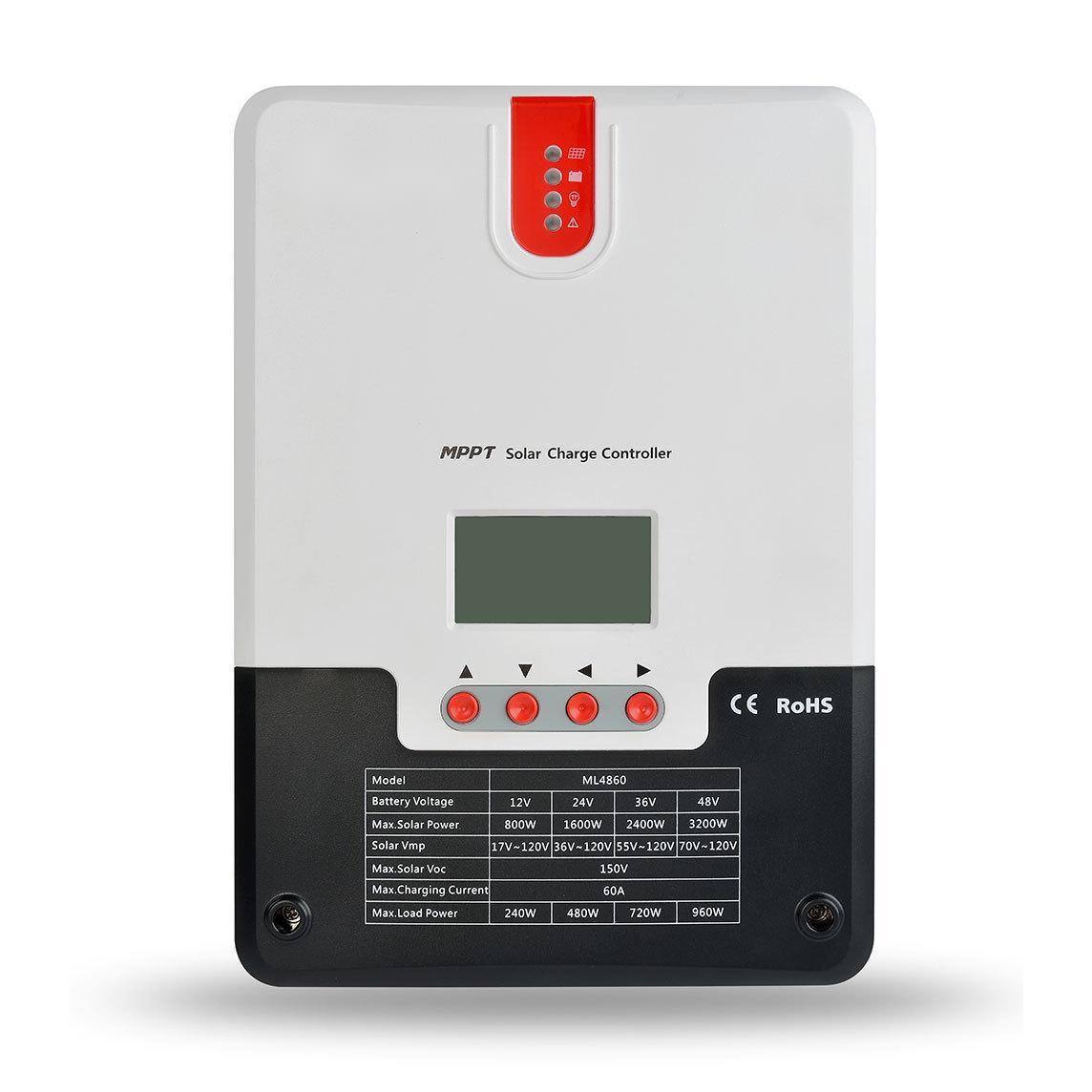 MPPT Solar Charge Controller ML4860 99.9% Efficiency LCD Display & LED Indicators for Off-Grid Solar Systems