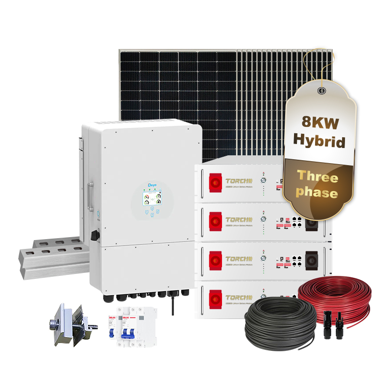 8kW Hybrid Solar System Complete Set with TUV, ISO, CE 8KW Residential Use for Home Power Backup and Grid Sell